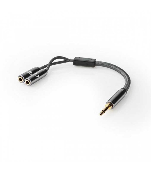Adaptor audio pentru casti si microfon Jack 3.5 mm tata - 2x 3.5 mm