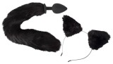 Set Pet Play Dop Anal Si Urechiuse Cu Blanita, Negru