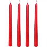 Set Lum&acirc;nări Decorative, Monocolore, șlefuite, Roșu, 4 Bucăți, 2.5x25 cm, Parafină