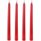 Set Lum&acirc;nări Decorative, Monocolore, șlefuite, Roșu, 4 Bucăți, 2.5x25 cm, Parafină