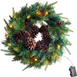 Coronita de Craciun cu conuri si 20 LED alb cald, 45 cm