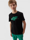 Tricou din bumbac organic cu imprimeu pentru băieți - negru, 4F Sportswear