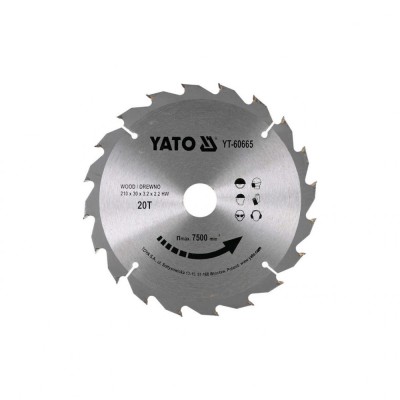 Disc circular lemn 210 x 30 x 3.2 mm 20 dinti Yato YT-60665 foto
