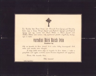 HST A285 Necrolog baron Baich Istvan 1911 foto