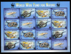 Antigua &amp;amp; Barbuda - Fauna WWF - SERPI - Nestampilate foto