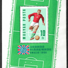 Ungaria - 1966 - Cupa Mondială de Fotbal - coliță neuzată (T15)