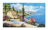 Cumpara ieftin Tablou peisaj mediteranean pictat manual, O zi minunata, 100x60cm ulei pe panza, Constantin Feraru