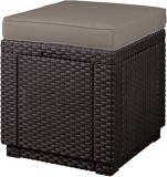 Taburet rattan Cube maro-taupe cald CURVER