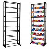 Organizator pantofi, 10 niveluri, capacitate 30 perechi, reglabil, negru, 69x16x140cm, Oem