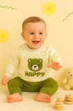 Costumas bebelusi Happy Bear crem-verde| Confort &amp; Design Premium (Marime