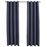 Cumpara ieftin Draperii opace cu inele metalice, 2 buc, antracit, 140 x 175 cm