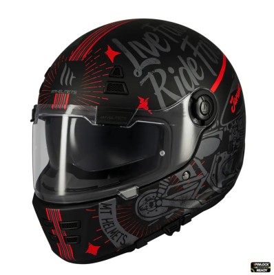 Casca integrala pentru scuter - motocicleta MT Jarama SV Art E5 negru/gri mat &amp;ndash; model Retro &amp;ndash; Cafe Racer (ochelari soare integrati) &amp;ndash; tip viziera: MT- foto