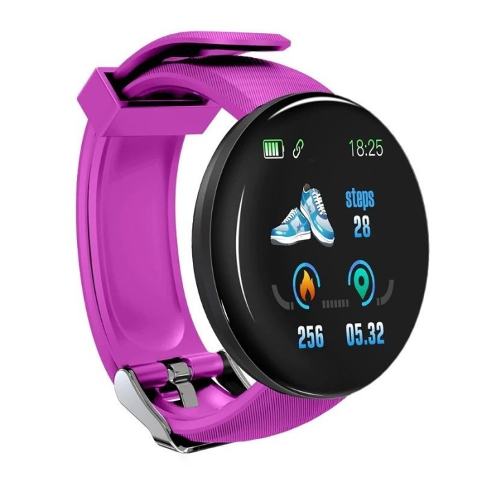 Ceas Smartwatch Techstar&reg; D18, 1.3inch OLED, Bluetooth 4.0, Monitorizare Tensiune, Puls, Oxigenarea Sangelui, Waterproof IP65, Mov