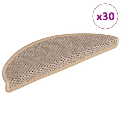 vidaXL Covorașe de scară autoadezive aspect sisal 30 buc. Bej deschis 3365868 foto