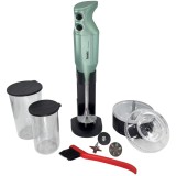 Mixer BAMIX Jubilee Edition 200W, 3 lame, Procesor, Motor profesional, Vas 600ml, Vas 400ml, Perie intretinere, Stand DeLuxe, Verde Olive