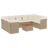 Cumpara ieftin Set canapele de gradina cu perne, 10 piese, bej, poliratan