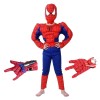 Set costum clasic Spiderman cu muschi, rosu, manusa ventuze si discuri, 3-5 ani, 100-110 cm