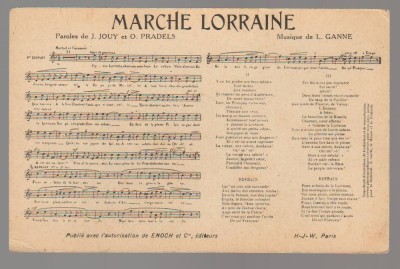 CPIB 23859 CARTE POSTALA - PARTITURA MUZICALA - &amp;quot;MARCHE LORRAINE&amp;quot;, NECIRCULATA, PARIS foto