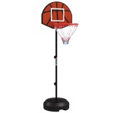 SPORTNOW Coș de Baschet și St&acirc;lp cu Tablă de Darts Magnetică cu Săgeți, Coș de Baschet Reglabil &icirc;n &Icirc;naltime, 38,5x48,5x179 cm, Negru | Aosom Romania
