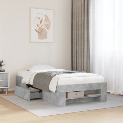 vidaXL Cadru de pat, gri beton, 100x200 cm, lemn prelucrat 3295488 foto