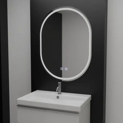 Oglinda LED Ovala, 60x80cm, Velara Touch, Sistem Dezaburire, Dimabila ModernLight Concept foto