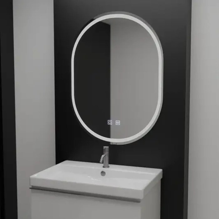 Oglinda LED Ovala, 60x80cm, Velara Touch, Sistem Dezaburire, Dimabila ModernLight Concept