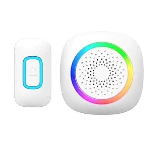 Sonerie wireless, raza de acoperire pana la 300 de metri, cu baterii, cu 60 de melodii, 5 niveluri de volum reglabil, alb