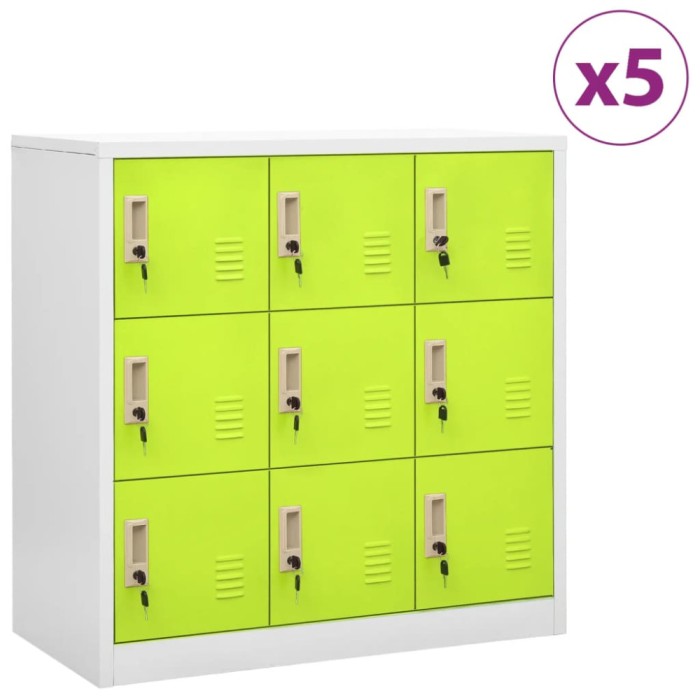 vidaXL Dulapuri vestiar 5 buc. gri deschis și verde 90x45x92,5 cm oțel 3095246