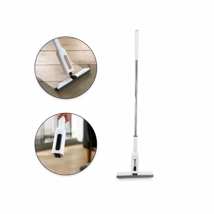 Mop cu scurgere automata, Microfibra/Inox, 5 x 32 x 125 cm, Alb