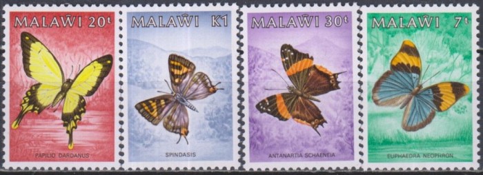 Timbre cu fluturi din Malawi