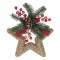 Decorațiune Crăciun, Spumă, Stea, Tinsel Auriu, Crenguțe Brad, Biluțe Roșii, 22x26cm