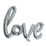 Set baloane din folie metalizata, model love scris de mana, 102x65 cm, baloane ziua indragostitilor, ambalaj individual, pai inclus, umflare cu aer sa, Flippy