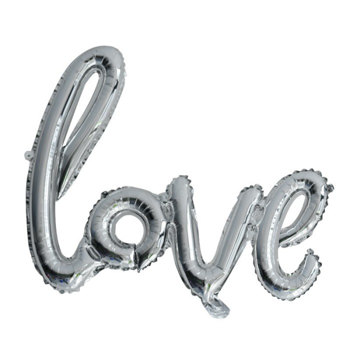 Cyrax Set Baloane din Folie Metalizata, Model Love Scris de Mana, 102x65 cm, Baloane Ziua Indragostitilor, Ambalaj Individual, Pai inclus, Umflare cu