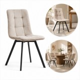 Scaun tapitat de bucatarie si living, Mia, catifea matlasata bej, picioare metal negre, 43.5x53x88 cm, JollyMag, KT01