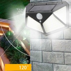 Lampa solara cu senzor de mi?care, 114 LED-uri, unghi larg de proiec?ie foto