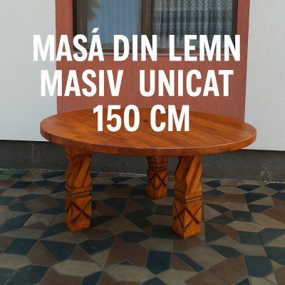 Masa din lemn masiv pentru gradina foto