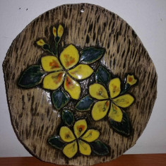 Placa ceramica de perete florala 1977 Rune Persson Hembrant keramik Eksharad