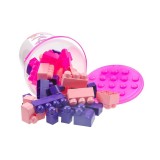 Set caramizi constructie pentru copii, 48 piese, ambalaj galeata fucsia, ATU-089538, Oem