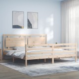 vidaXL Cadru de pat cu tăblie Super King Size, lemn masiv 3194066