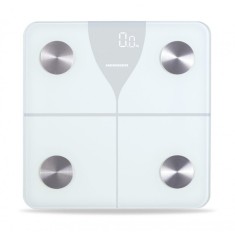 Cantar de baie inteligent Heinner, sticla securizata, 180 kg, functie bluetooth, display led, Alb