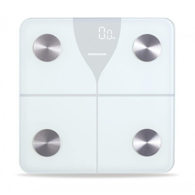 Cantar de baie inteligent Heinner, sticla securizata, 180 kg, functie bluetooth, display led, Alb foto