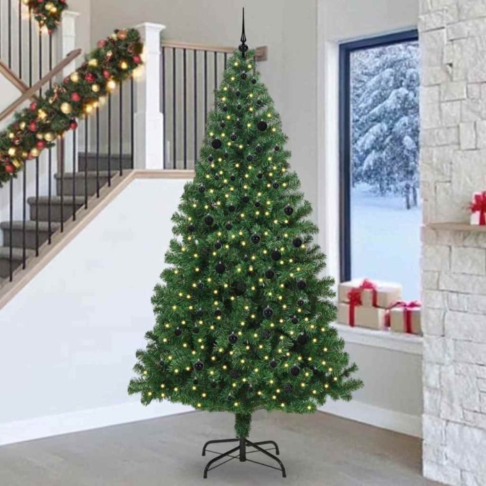 vidaXL Brad de Crăciun artificial Verde 240 cm PVC și Oțel și Plastic 3396932