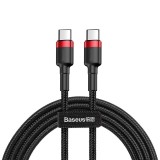 Cablu de date Baseus Cafule , Nylon , USB-C / USB-C , 60W , 20V , 3A , 2M, Negru