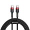 Cablu de date Baseus Cafule , Nylon , USB-C / USB-C , 60W , 20V , 3A , 2M, Negru