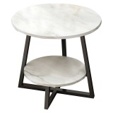 Cumpara ieftin Masuta de cafea Rota MDF culoare alb aspect marmura - negru D60x60cm