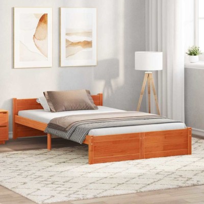 vidaXL Cadru de pat Maro ceruit 120 x 190 cm Lemn masiv de pin 870130 foto