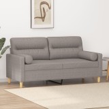 VidaXL Canapea cu 2 locuri cu pernuțe, gri taupe, 140 cm, textil