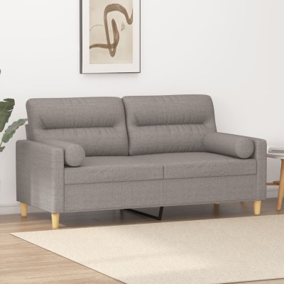 vidaXL Canapea cu 2 locuri cu pernuțe, gri taupe, 140 cm, textil 3200828 foto