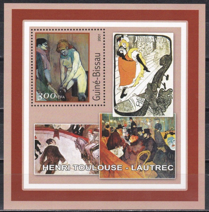 Guineea Bissau 2001 - Picturi de Lautrec, Colita. MNH