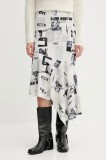 Desigual fustă BREAKING NEWS culoarea bej, 25WWFK07